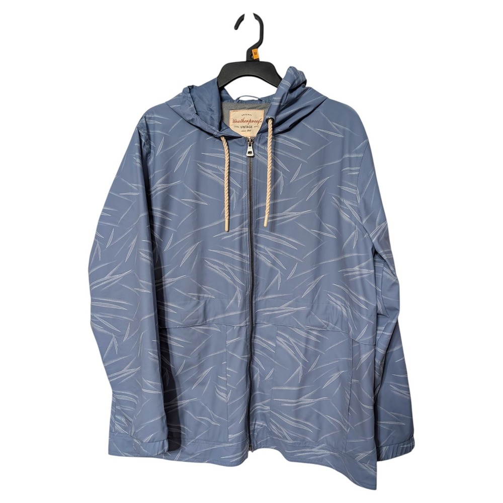Weatherproof Vintage Blue Slicker Riverside Rain Jacket Abstract Print Large